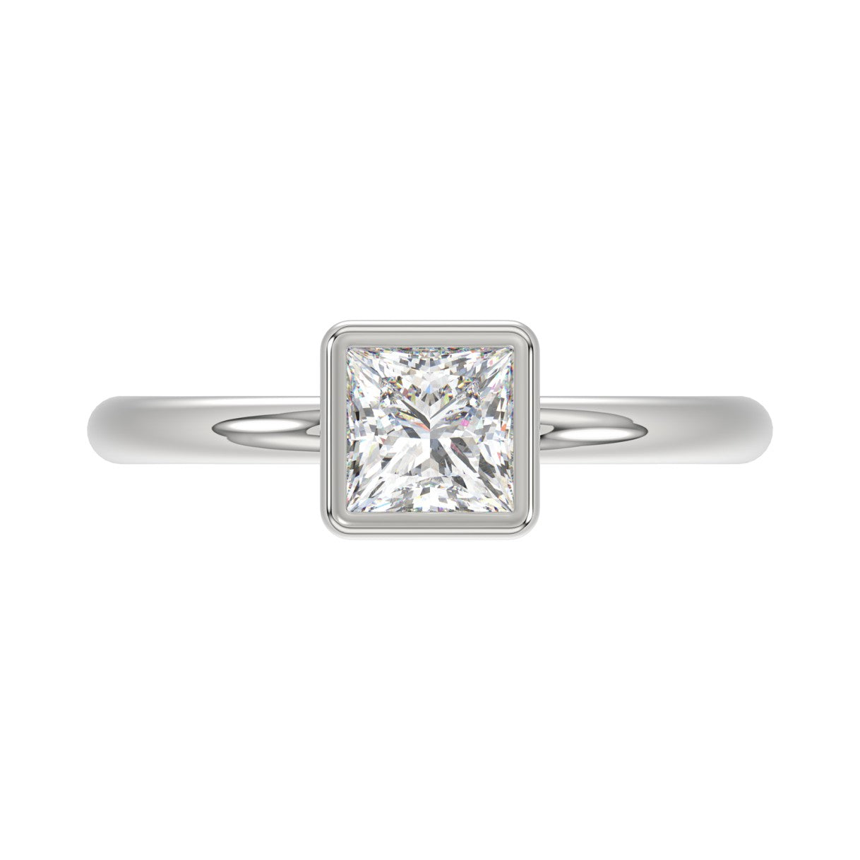 LADIES SOLITAIRE RING 1CT PRINCESS DIAMOND 14K WHITE GOLD (CENTER STONE PRINCESS DIAMOND 1CT )