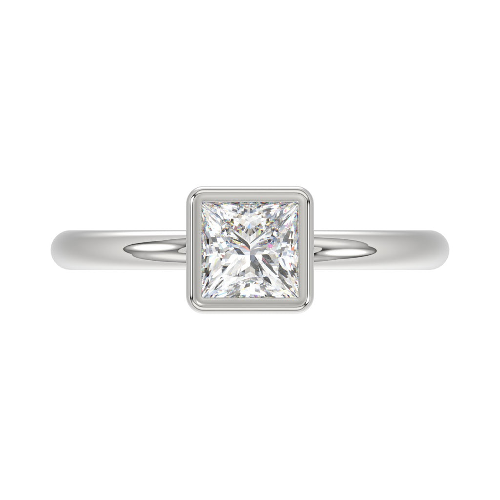 LADIES SOLITAIRE RING 1CT PRINCESS DIAMOND 14K WHITE GOLD (CENTER STONE PRINCESS DIAMOND 1CT )