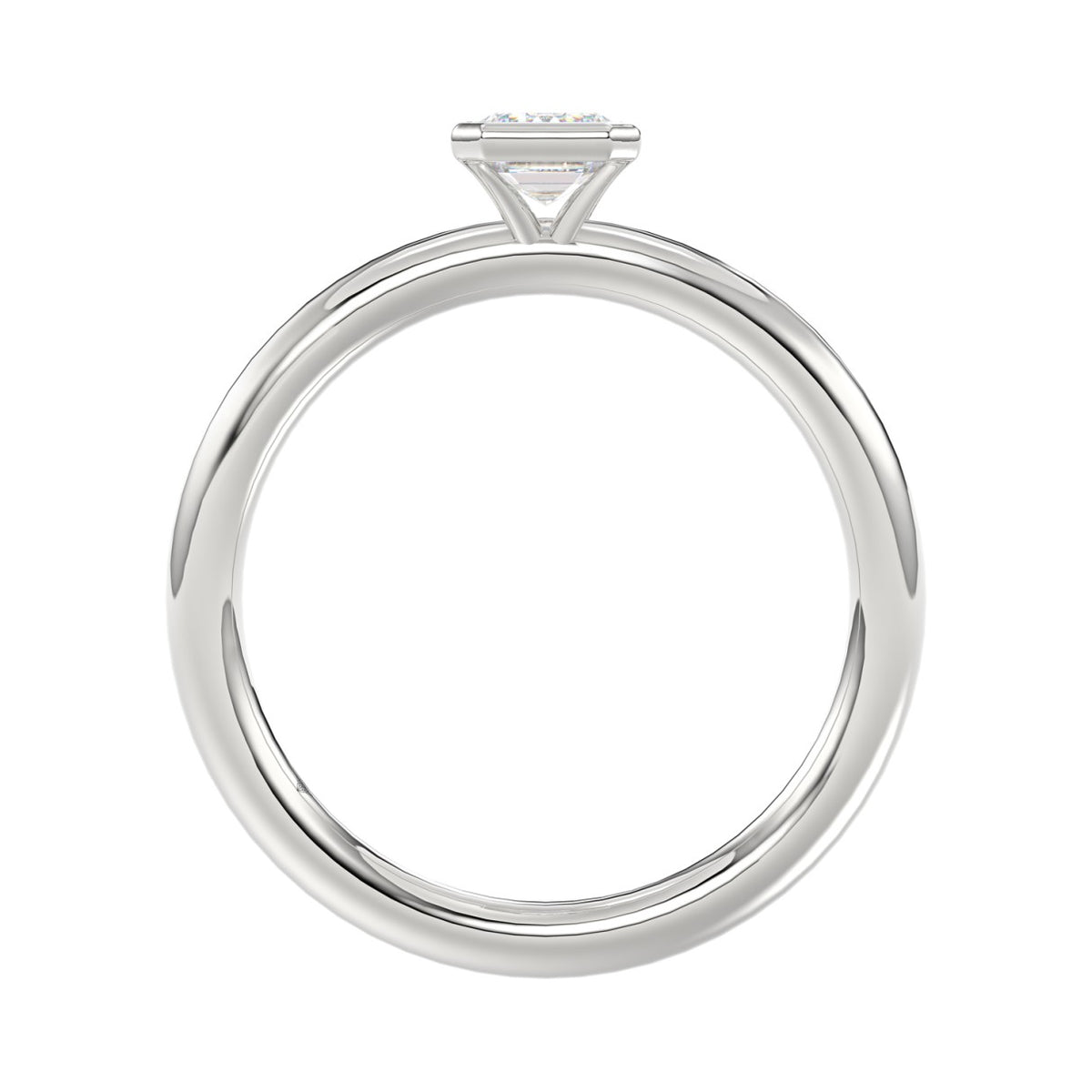 LADIES SOLITAIRE RING 1CT EMERALD DIAMOND 14K WHITE GOLD (CENTER STONE EMERALD DIAMOND 1CT )