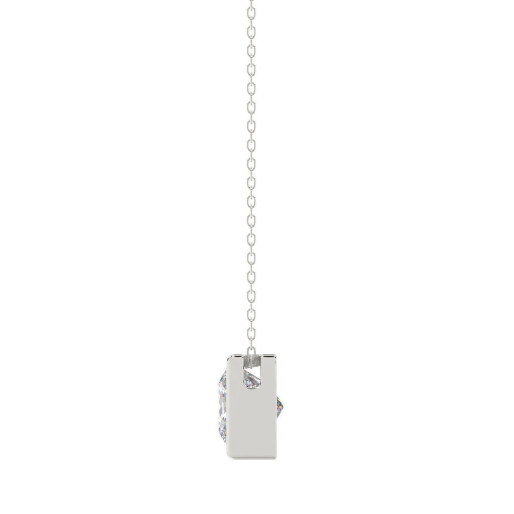 LADIES SOLITAIRE PENDANT 1CT PRINCESS DIAMOND 14K WHITE GOLD WITH CHAIN
