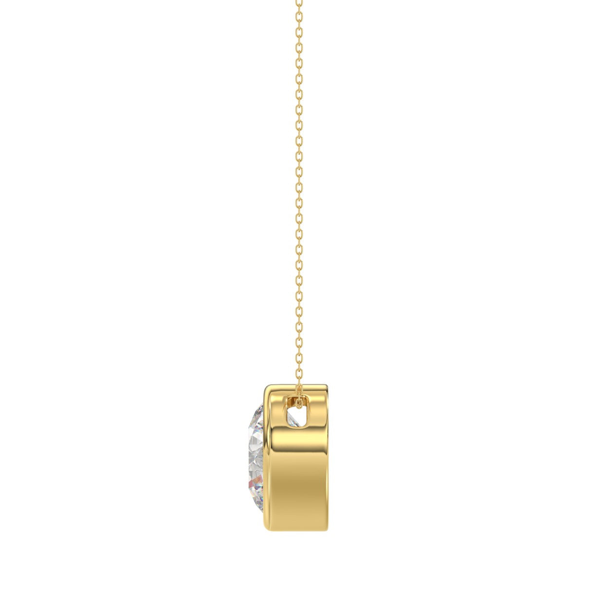 LADIES SOLITAIRE PENDANT 1CT ROUND DIAMOND 14K YELLOW GOLD WITH CHAIN