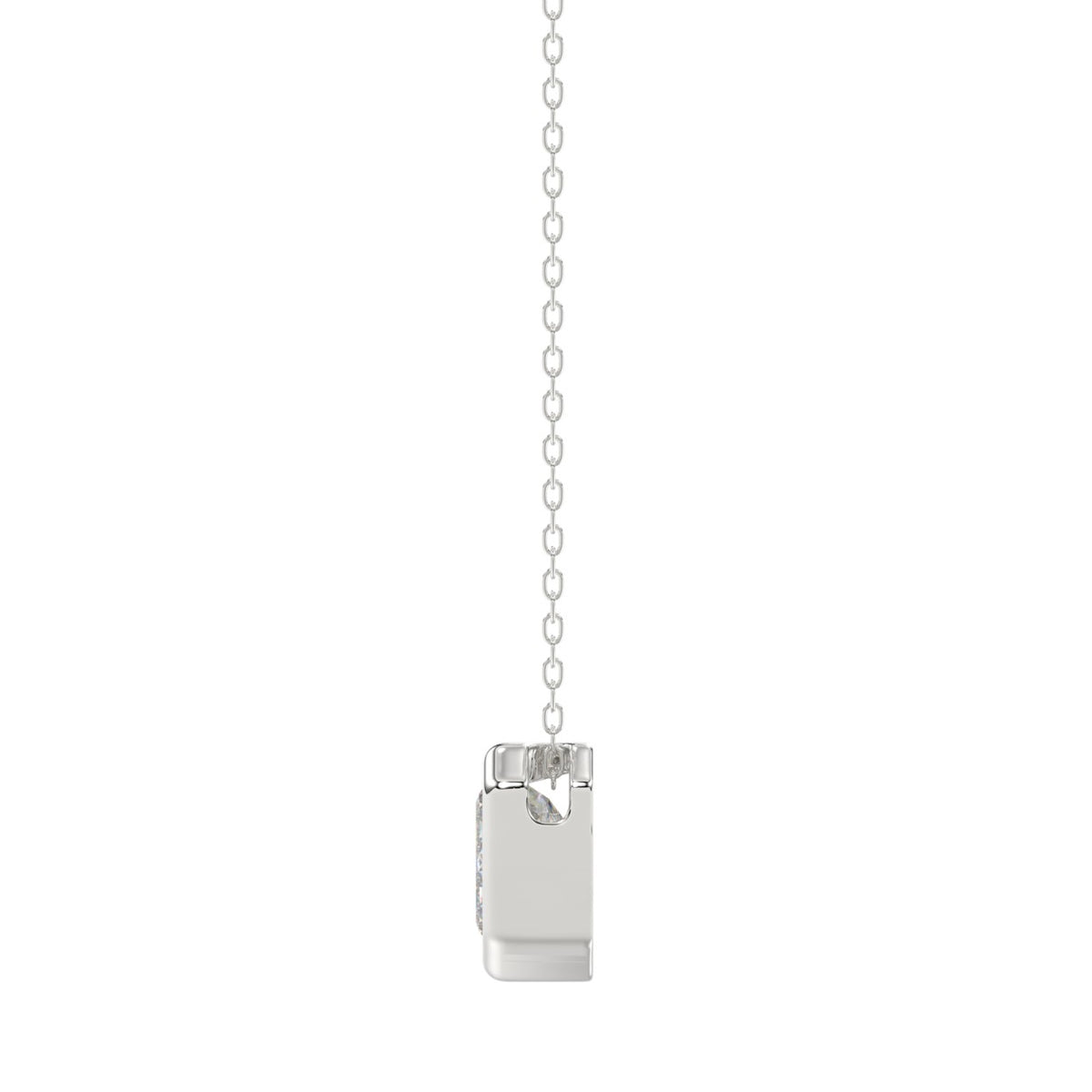 LADIES SOLITAIRE PENDANT 1CT EMERALD DIAMOND 14K WHITE GOLD WITH CHAIN