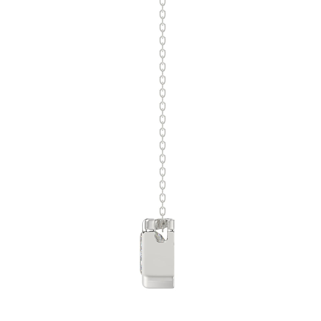 LADIES SOLITAIRE PENDANT 1CT EMERALD DIAMOND 14K WHITE GOLD WITH CHAIN
