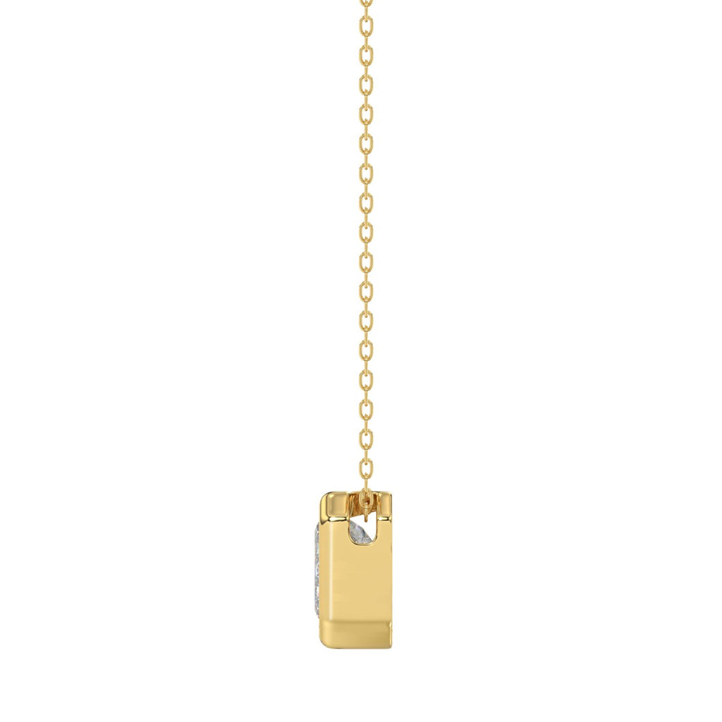 LADIES SOLITAIRE PENDANT 1CT EMERALD DIAMOND 14K YELLOW GOLD WITH CHAIN
