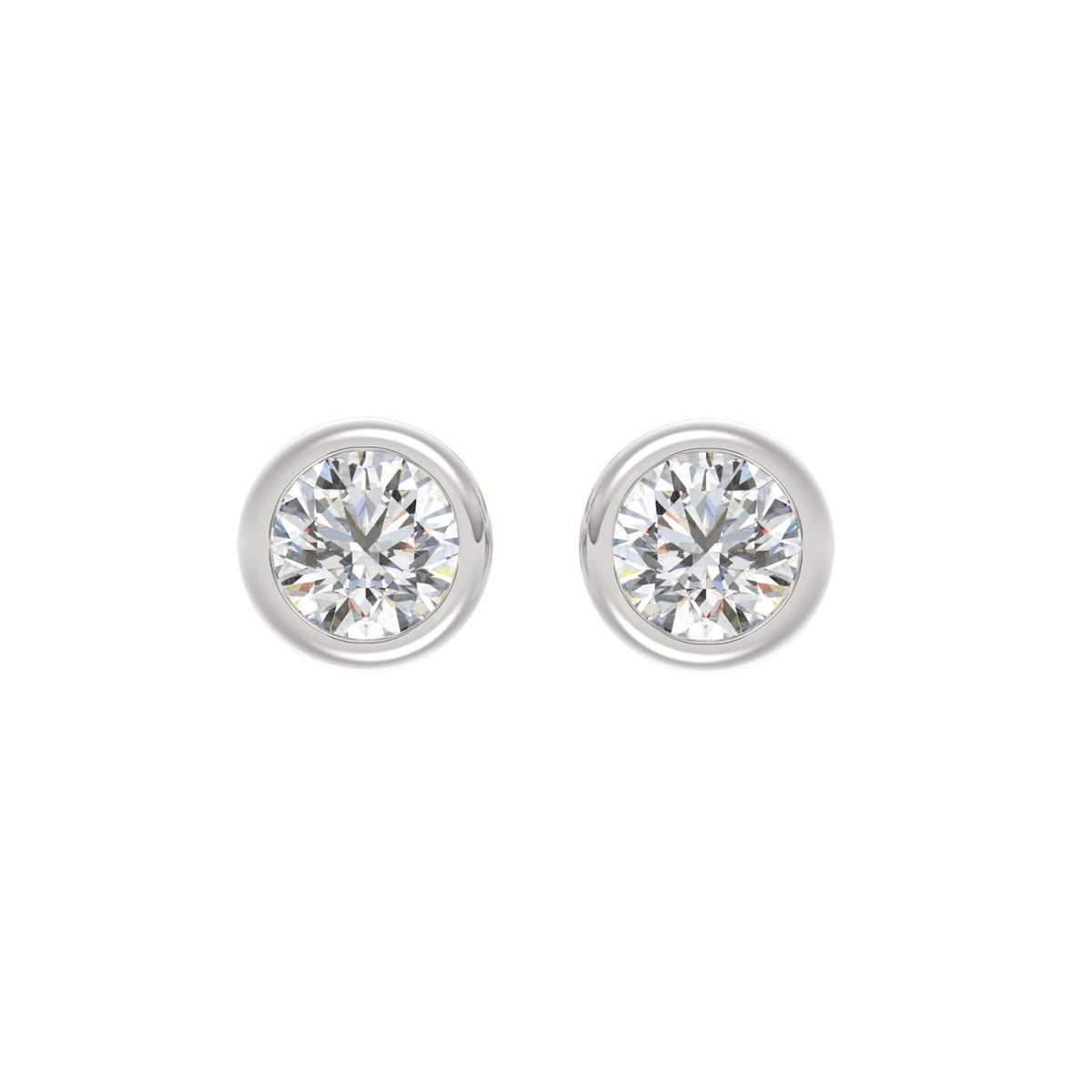 LADIES SOLITAIRE EARRINGS 3CT ROUND DIAMOND 14K WHITE GOLD