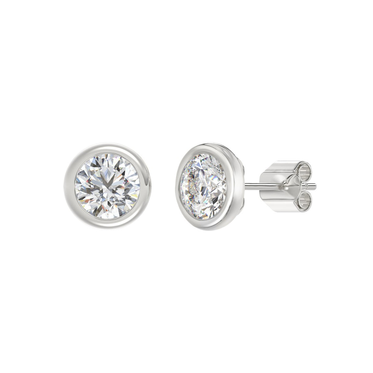 LADIES SOLITAIRE EARRINGS 3CT ROUND DIAMOND 14K WHITE GOLD