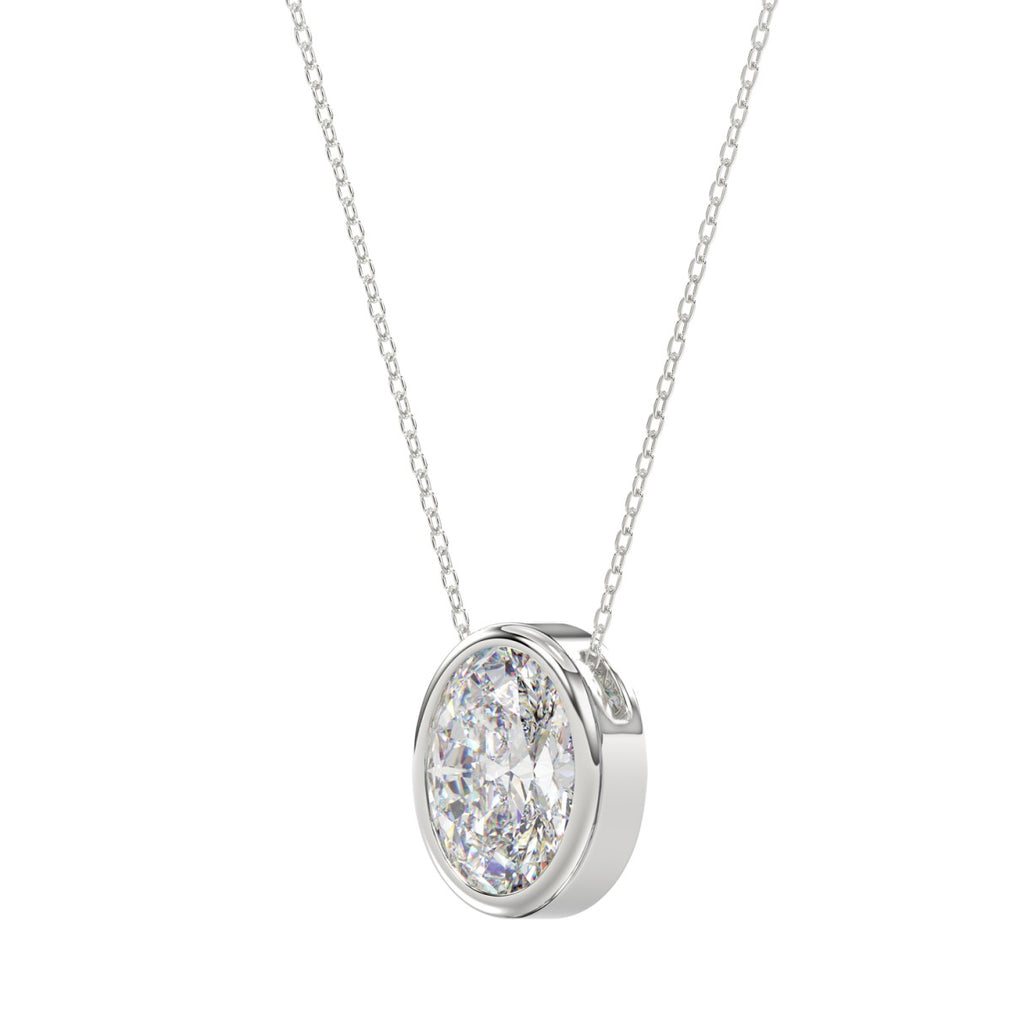 LADIES SOLITAIRE PENDANT 2CT OVAL DIAMOND 14K WHITE GOLD