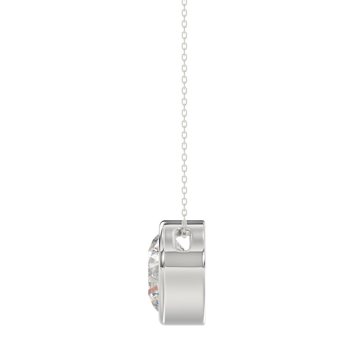 LADIES SOLITAIRE PENDANT 2CT ROUND DIAMOND 14K WHITE GOLD