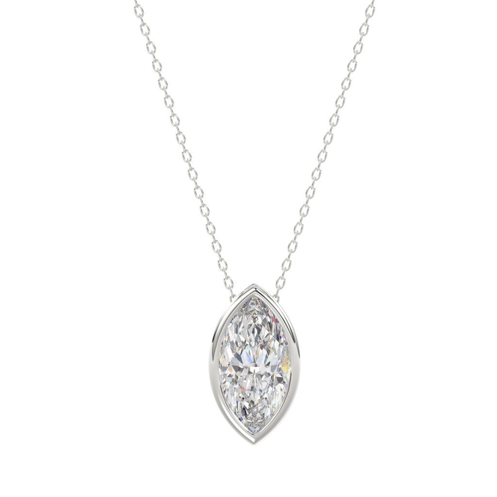 LADIES SOLITAIRE PENDANT 2CT MARQUISE DIAMOND 14K WHITE GOLD