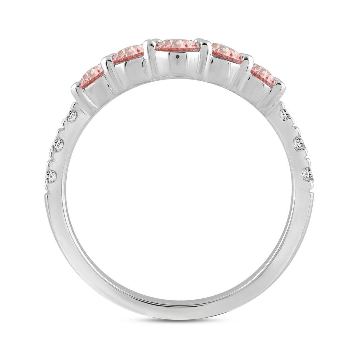 ETERNAL BLUSH COLLECTION LADIES BAND 1CT PINK ROUND DIAMOND 14K WHITE GOLD 