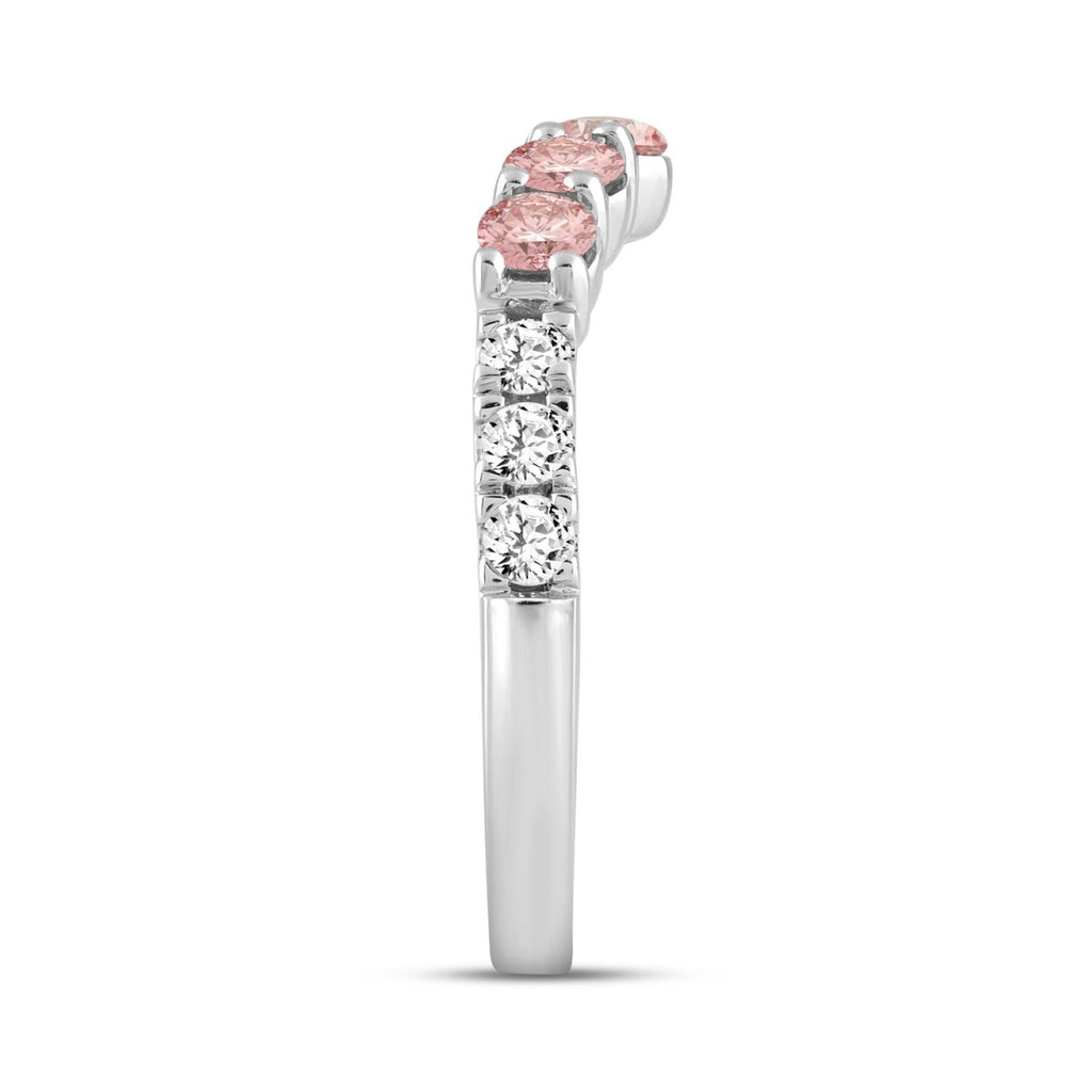 ETERNAL BLUSH COLLECTION LADIES BAND 1CT PINK ROUND DIAMOND 14K WHITE GOLD 
