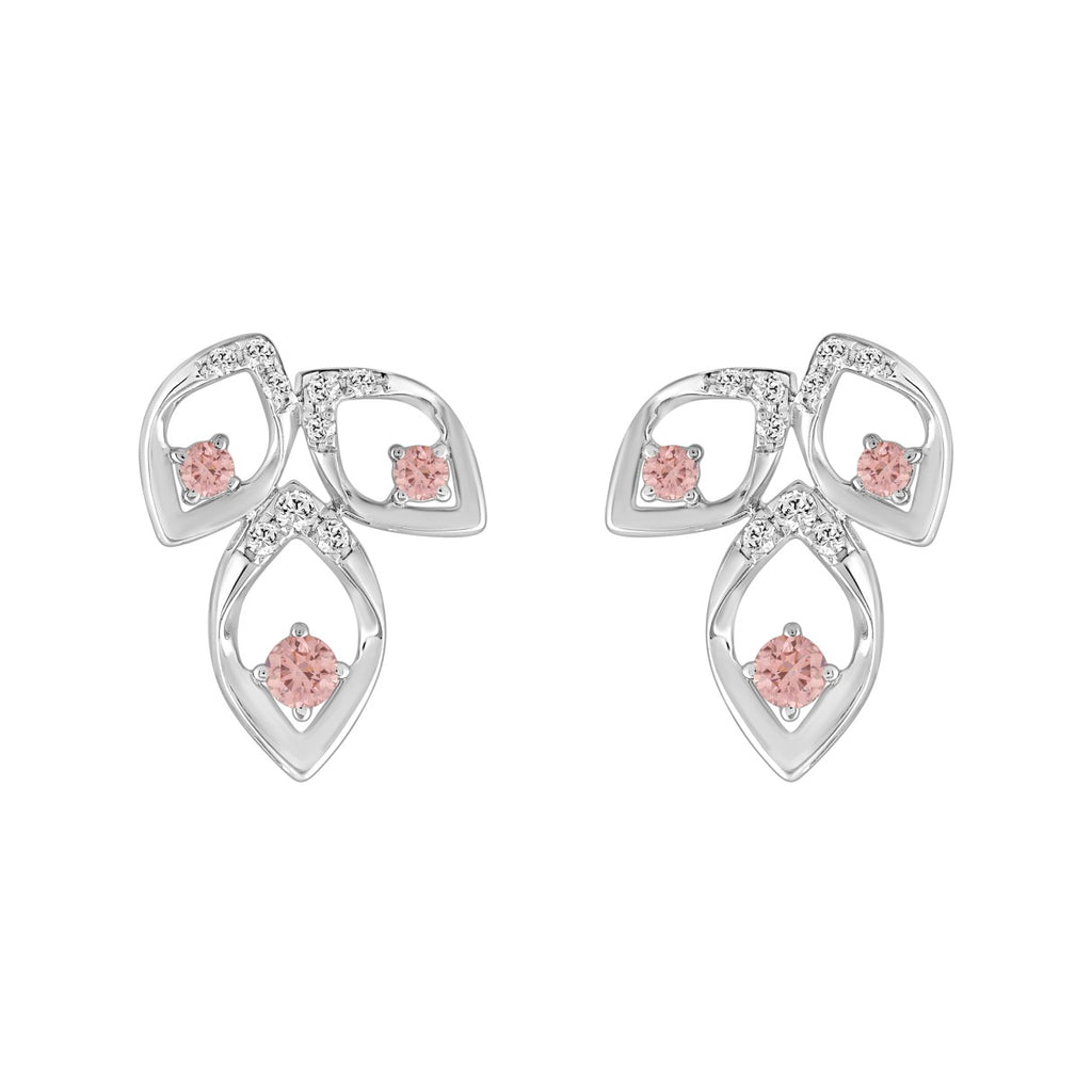 ETERNAL BLUSH COLLECTION LADIES EARRINGS 1/2CT ROUND DIAMOND 14K WHITE GOLD (CENTER STONE PINK ROUND DIAMOND 1/3CT)