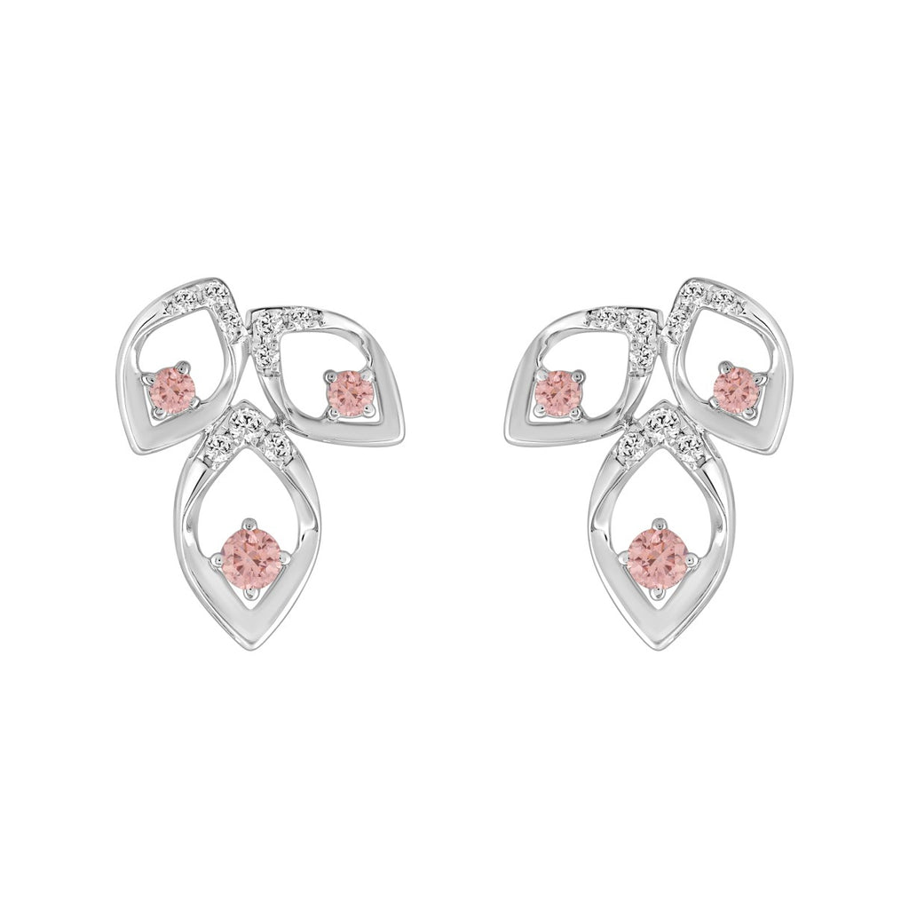 ETERNAL BLUSH COLLECTION LADIES EARRINGS 1/2CT ROUND DIAMOND 14K WHITE GOLD (CENTER STONE PINK ROUND DIAMOND 1/3CT)