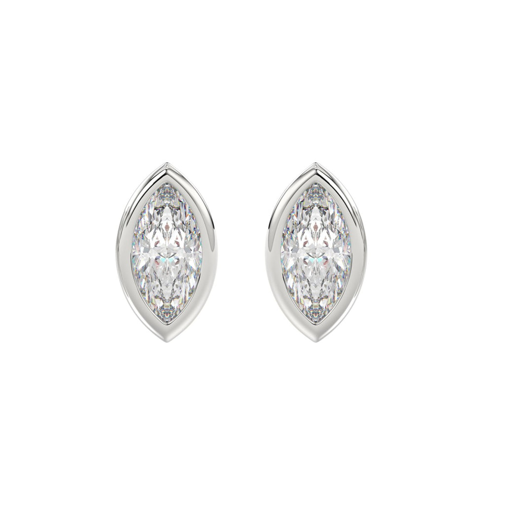 LADIES SOLITAIRE EARRINGS 3CT MARQUISE DIAMOND 14K WHITE GOLD