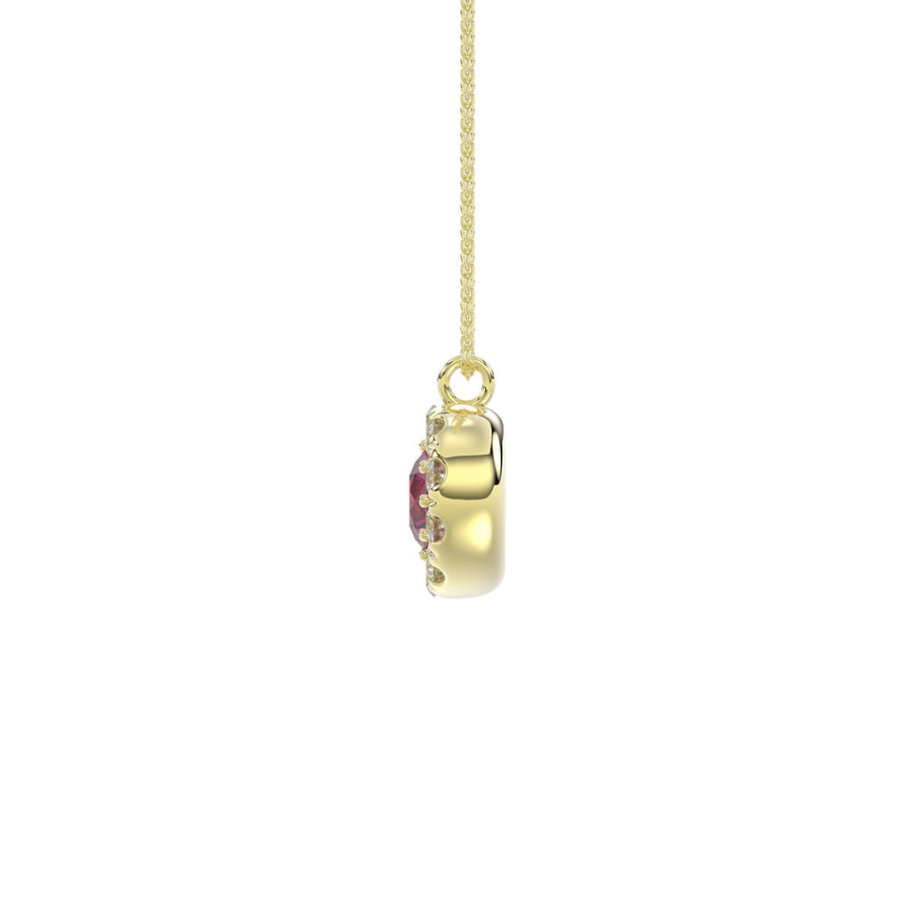 14K YELLOW GOLD 1.00CT ROUND/RUBY DIAMOND LADIES PENDANT (CENTER STONE ROUND RUBY DIAMOND 5/8CT)