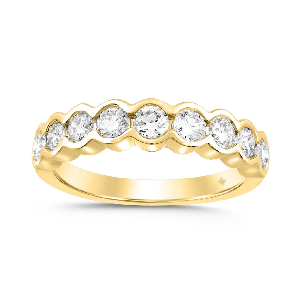 LADIES BAND 1CT ROUND DIAMOND 14K YELLOW GOLD