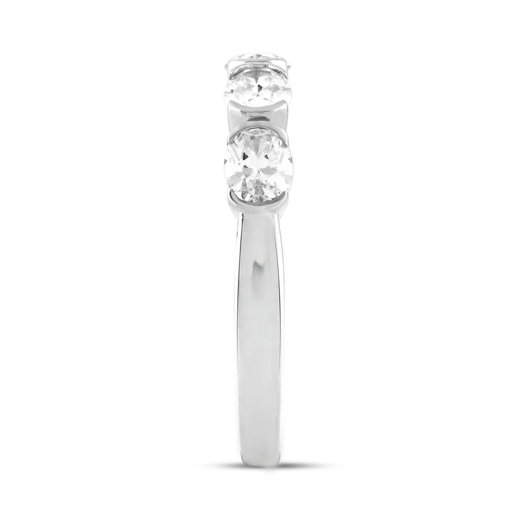 LADIES BAND 1CT OVAL DIAMOND 14K WHITE GOLD