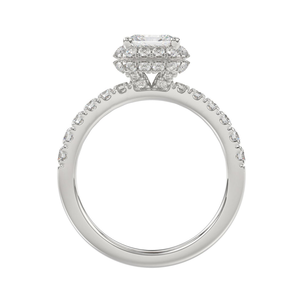 14K WHITE GOLD 4.00CT ROUND/EMERALD DIAMOND LADIES RING (CENTER STONE EMERALD DIAMOND 3.00CT)