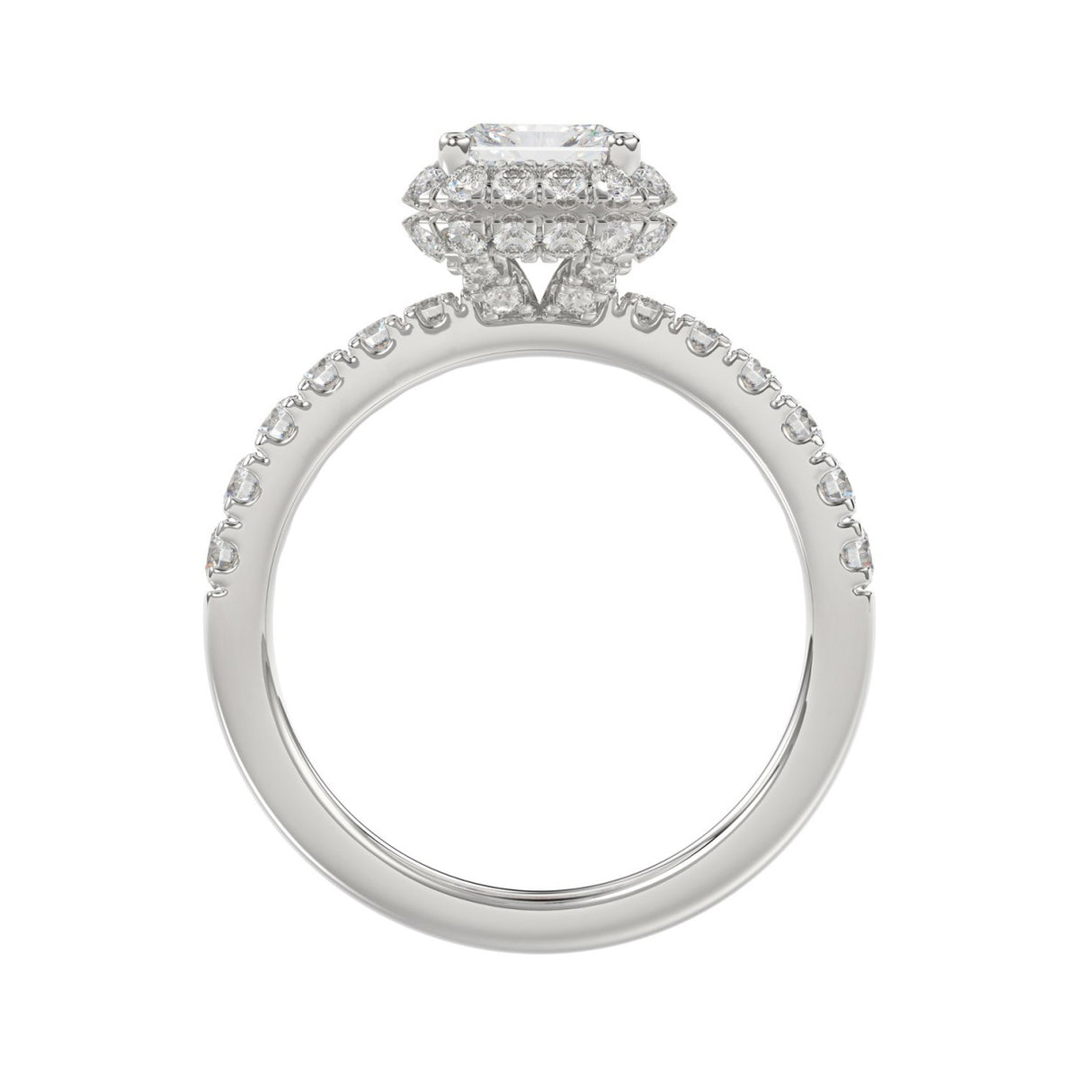 14K WHITE GOLD 4.00CT ROUND/EMERALD DIAMOND LADIES RING (CENTER STONE EMERALD DIAMOND 3.00CT)