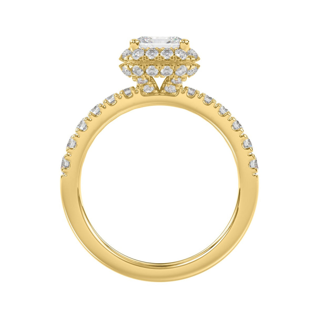 LADIES RING 4.00CT ROUND/EMERALD DIAMOND 14K YELLOW GOLD (CENTER STONE EMERALD DIAMOND 3.00CT)