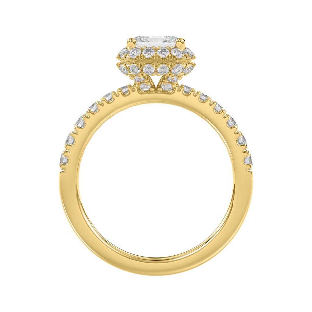 LADIES RING 4.00CT ROUND/EMERALD DIAMOND 14K YELLOW GOLD (CENTER STONE EMERALD DIAMOND 3.00CT)