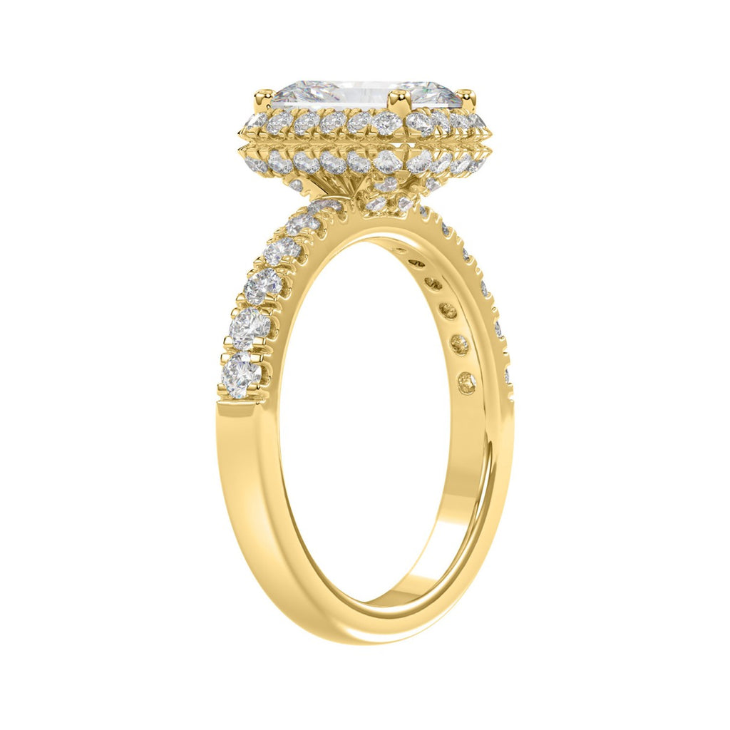 LADIES RING 4.00CT ROUND/EMERALD DIAMOND 14K YELLOW GOLD (CENTER STONE EMERALD DIAMOND 3.00CT)