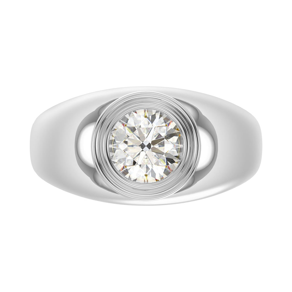 MEN'S RING 2CT ROUND DIAMOND 14K WHITE GOLD (CENTER STONE ROUND DIAMOND 2CT )