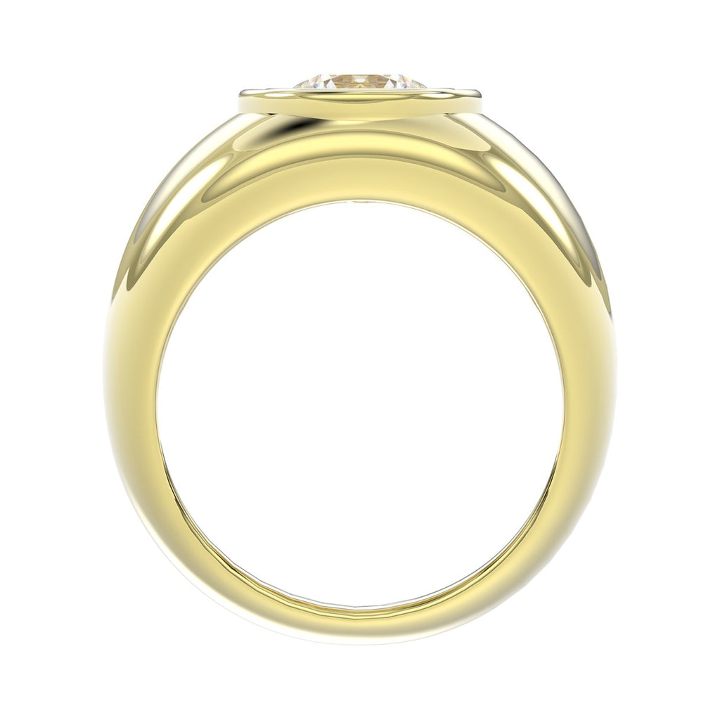 MEN'S RING 2CT ROUND DIAMOND 14K YELLOW GOLD (CENTER STONE ROUND DIAMOND 2CT )