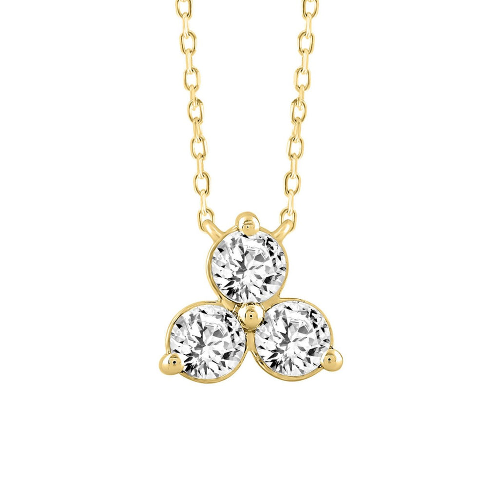 LADIES NECKLACE 1CT ROUND DIAMOND 14K YELLOW GOLD WITH CHAIN 