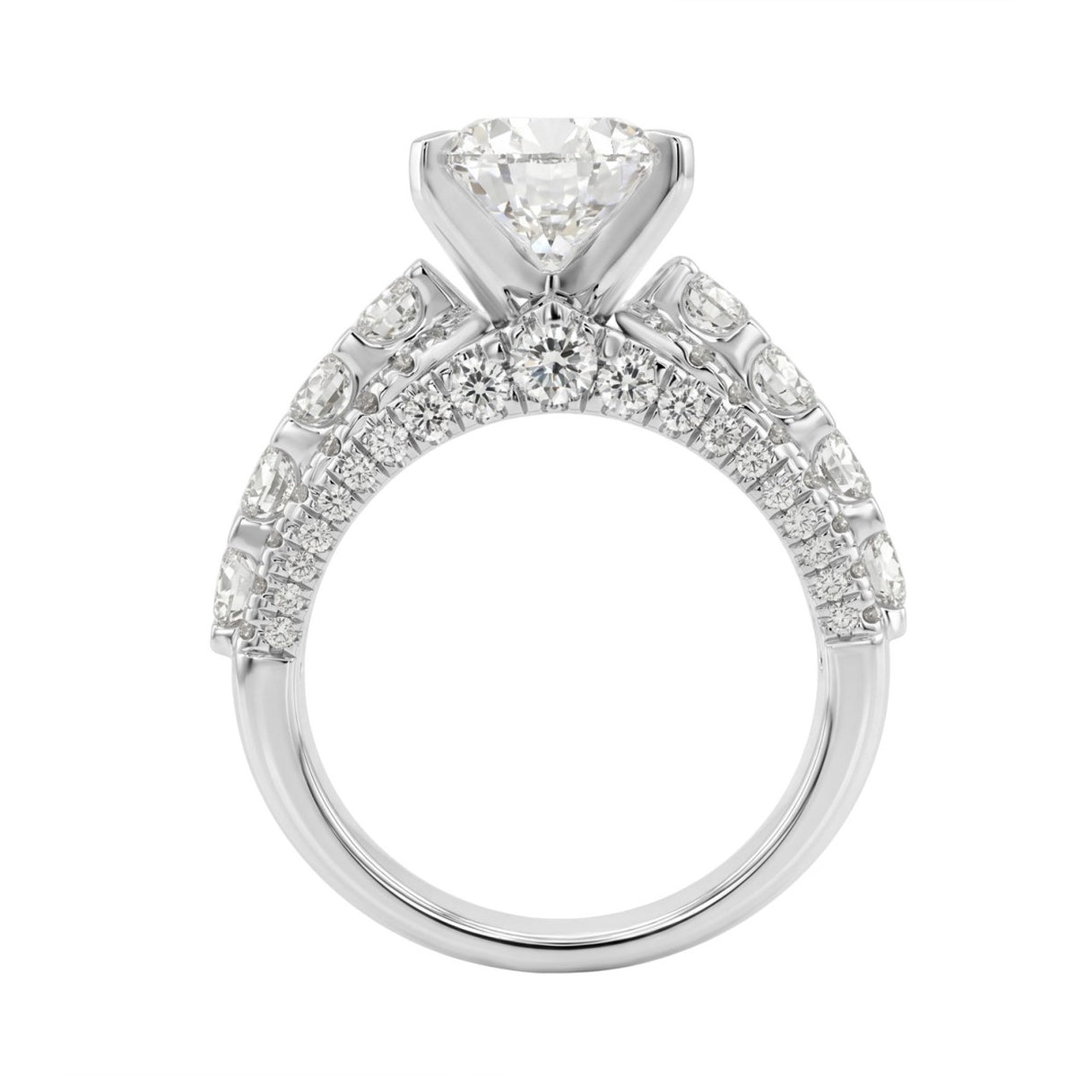 LADIES RING 5 1/4CT ROUND/ PEAR DIAMOND 14K WHITE GOLD (CENTER STONE PEAR DIAMOND 3CT )