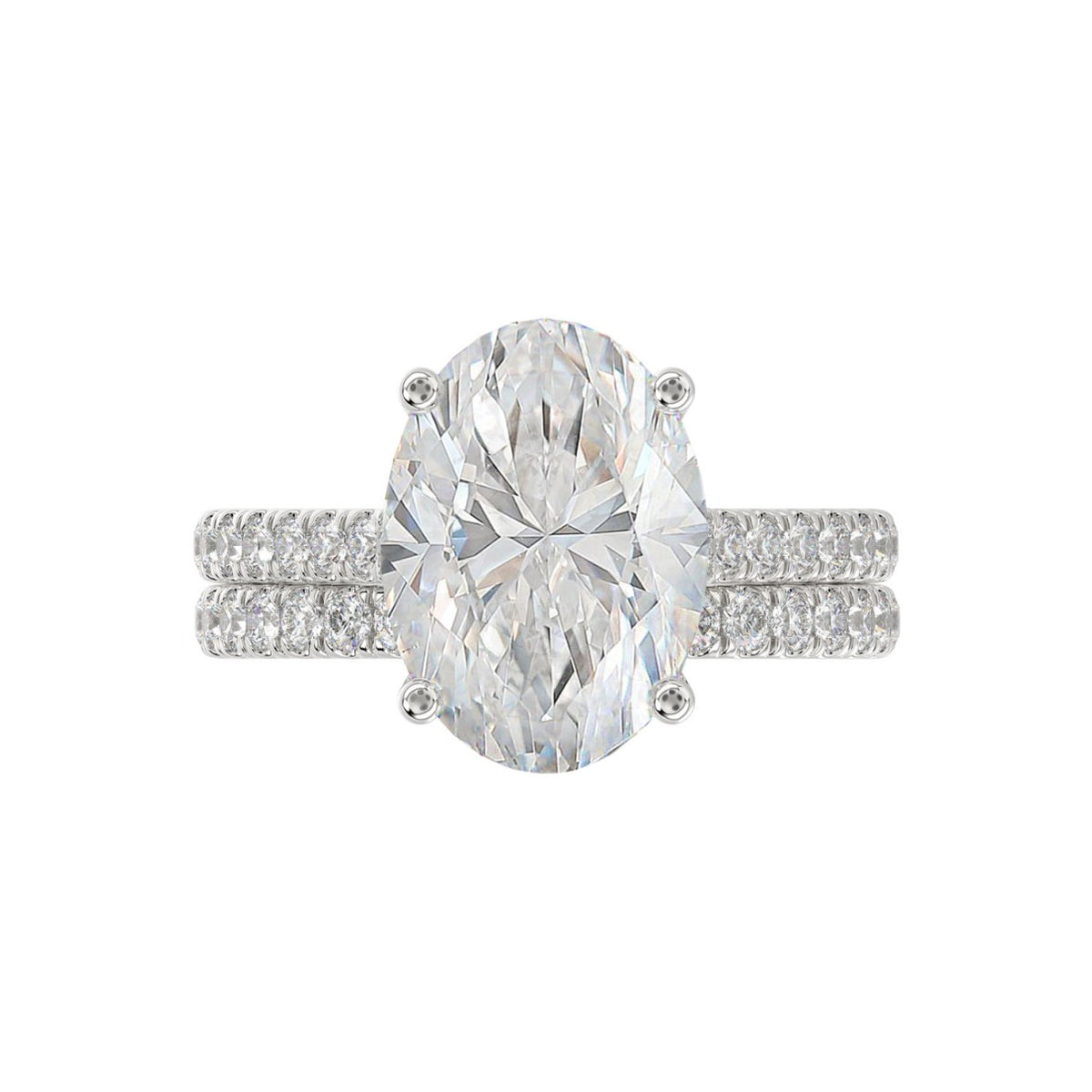 14K WHITE GOLD 4 1/2CT ROUND/OVAL DIAMOND LADIES BRIDAL SET (CENTER STONE OVAL DIAMOND 4.00CT)