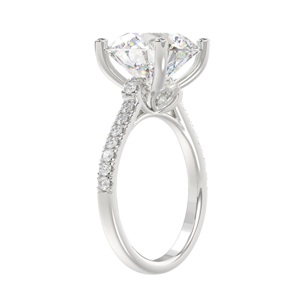 LADIES BRIDAL SET 5 1/2CT ROUND DIAMOND 14K WHITE GOLD (CENTER STONE ROUND DIAMOND 5CT )