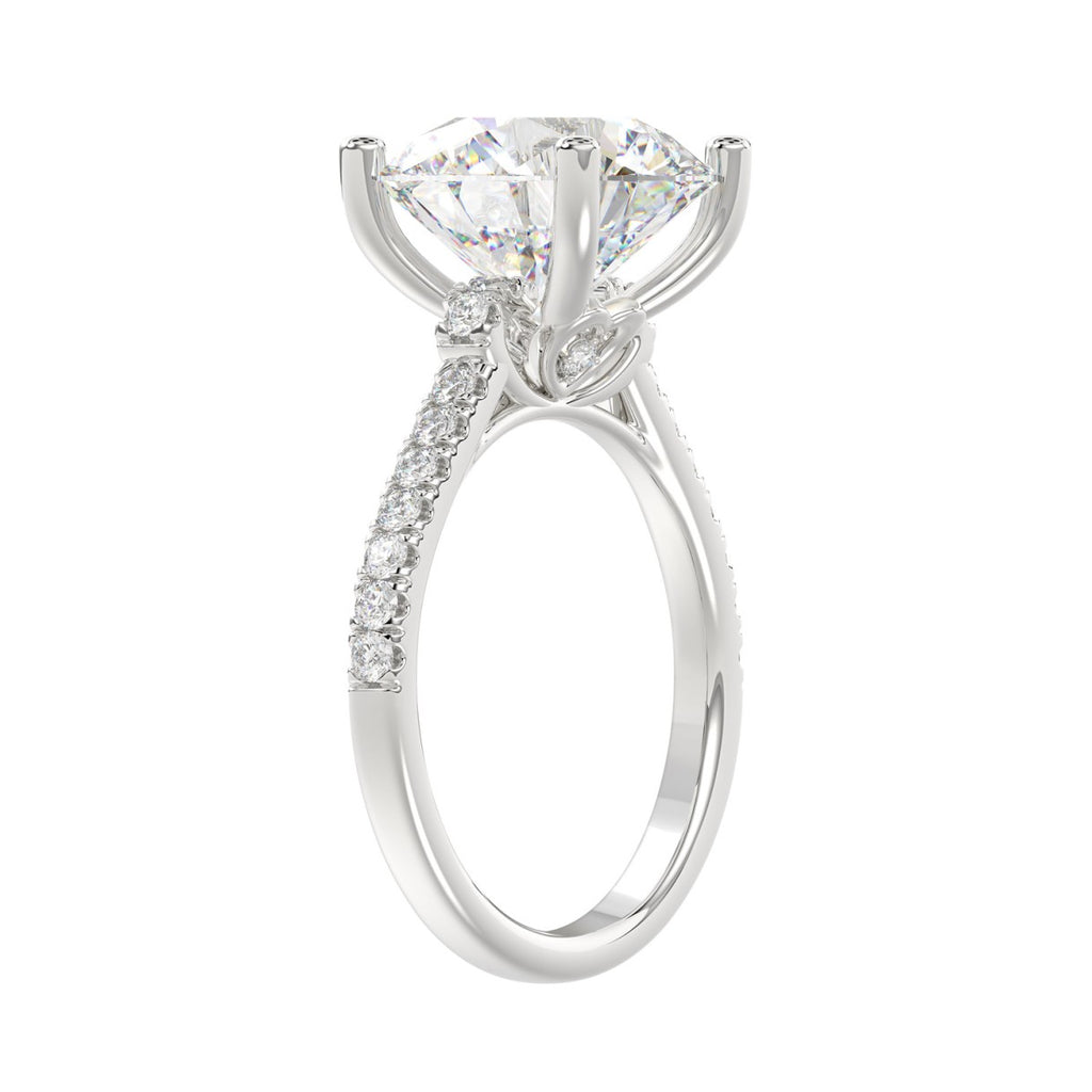 LADIES BRIDAL SET 5 1/2CT ROUND DIAMOND 14K WHITE GOLD (CENTER STONE ROUND DIAMOND 5CT )