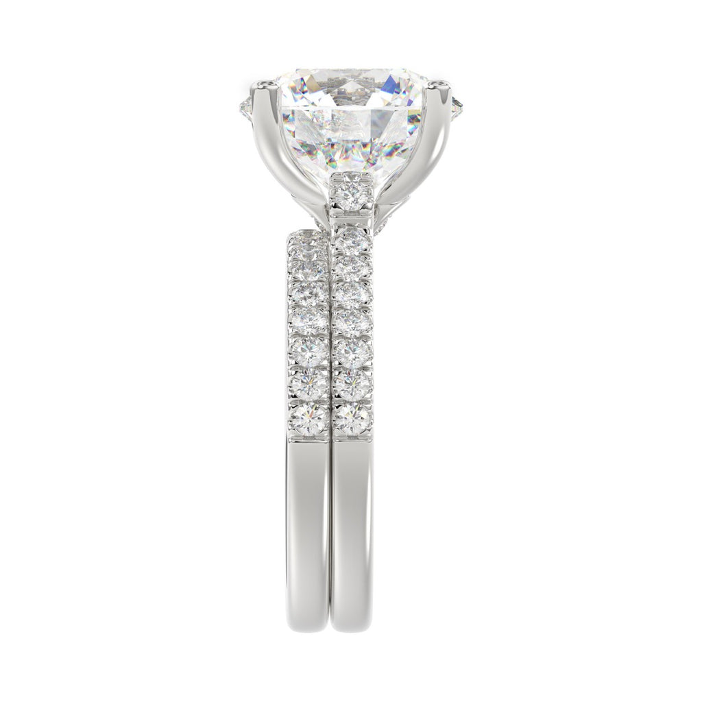 LADIES BRIDAL SET 5 1/2CT ROUND DIAMOND 14K WHITE GOLD (CENTER STONE ROUND DIAMOND 5CT )