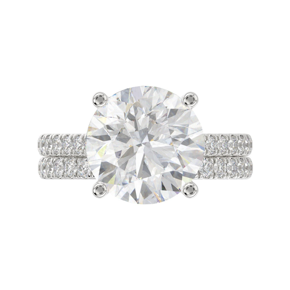 LADIES BRIDAL SET 5 1/2CT ROUND DIAMOND 14K WHITE GOLD (CENTER STONE ROUND DIAMOND 5CT )