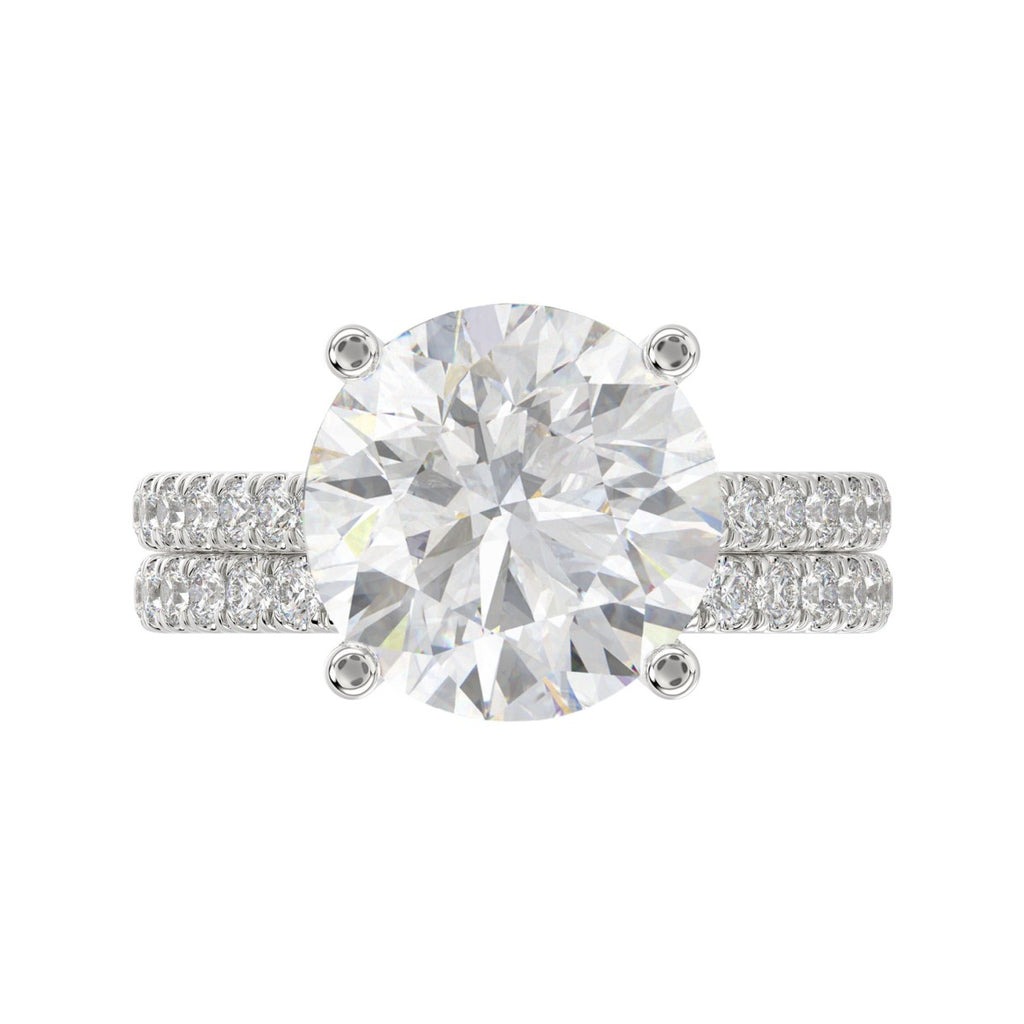 LADIES BRIDAL SET 5 1/2CT ROUND DIAMOND 14K WHITE GOLD (CENTER STONE ROUND DIAMOND 5CT )