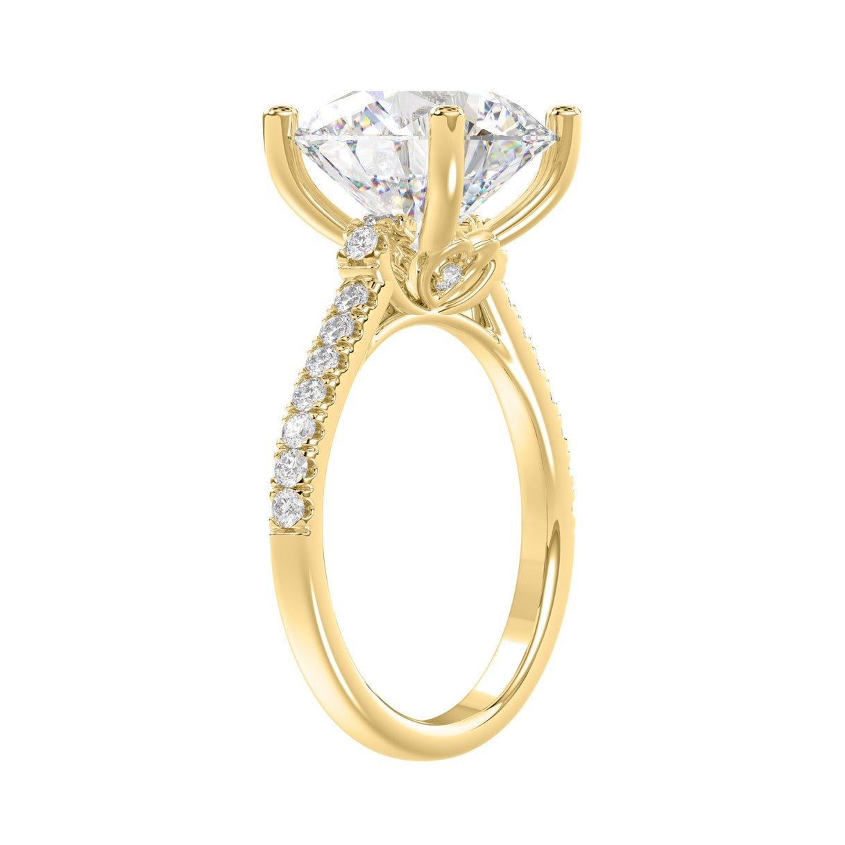 14K YELLOW GOLD 5 1/2CT ROUND DIAMOND LADIES BRIDAL SET (CENTER STONE ROUND DIAMOND 5CT)