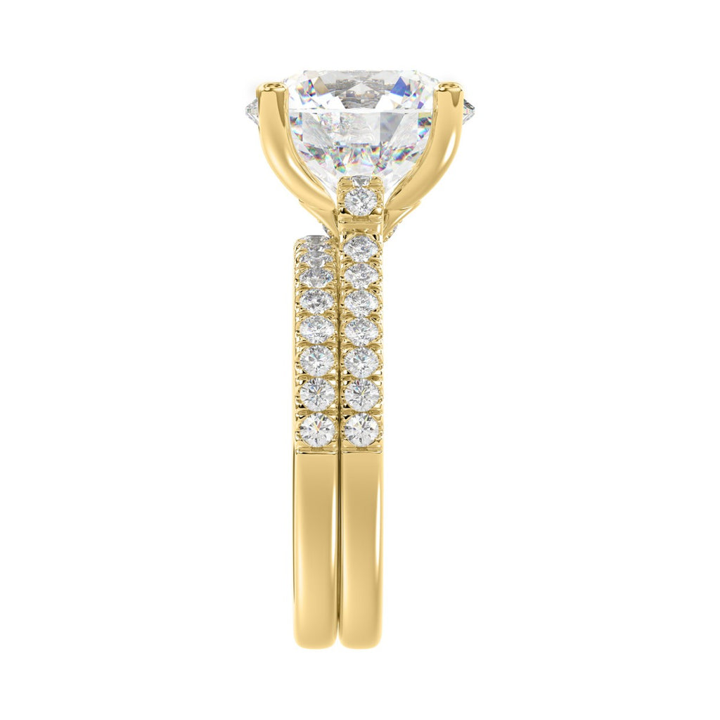 14K YELLOW GOLD 5 1/2CT ROUND DIAMOND LADIES BRIDAL SET (CENTER STONE ROUND DIAMOND 5CT)