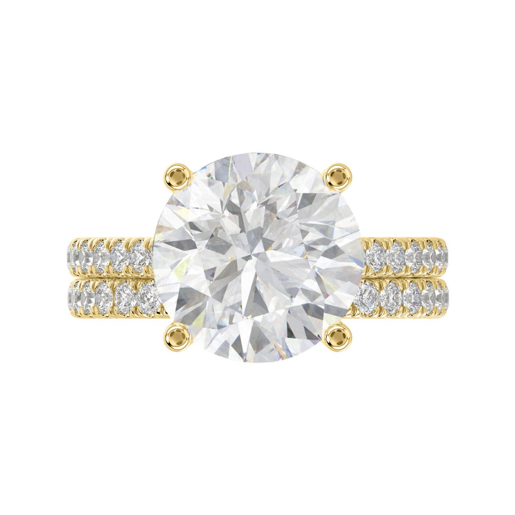 14K YELLOW GOLD 5 1/2CT ROUND DIAMOND LADIES BRIDAL SET (CENTER STONE ROUND DIAMOND 5CT)