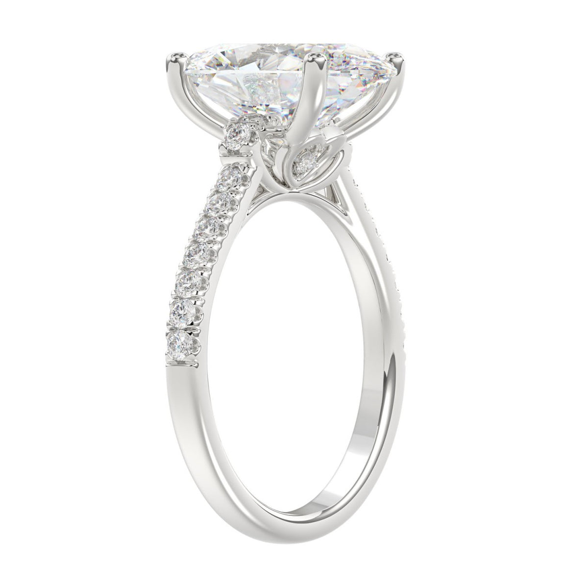 14K WHITE GOLD 3 1/2CT ROUND/PRINCESS DIAMOND LADIES BRIDAL SET (CENTER STONE PRINCESS DIAMOND 3.00CT)