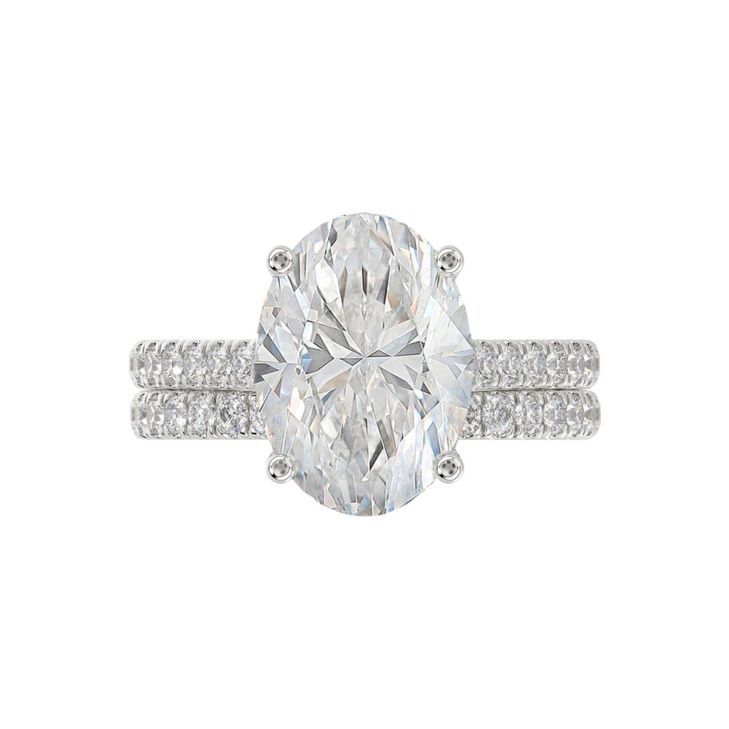 14K WHITE GOLD 3 1/2CT ROUND/PRINCESS DIAMOND LADIES BRIDAL SET (CENTER STONE PRINCESS DIAMOND 3.00CT)