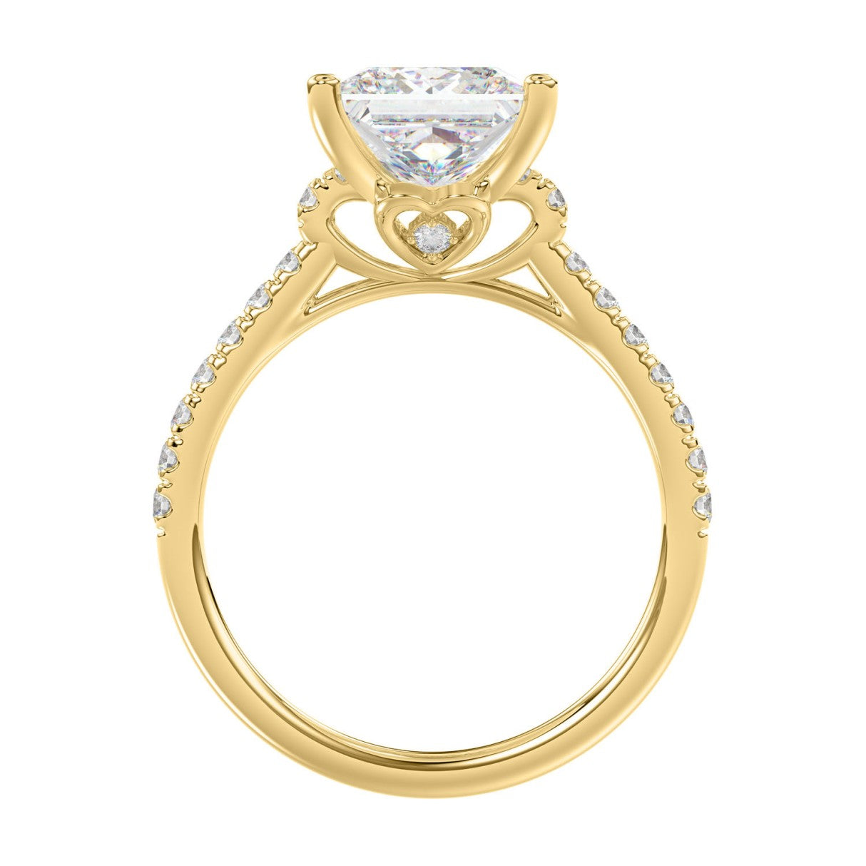 14K YELLOW GOLD 3 1/2CT ROUND/PRINCESS DIAMOND LADIES BRIDAL SET (CENTER STONE PRINCESS DIAMOND 3CT)