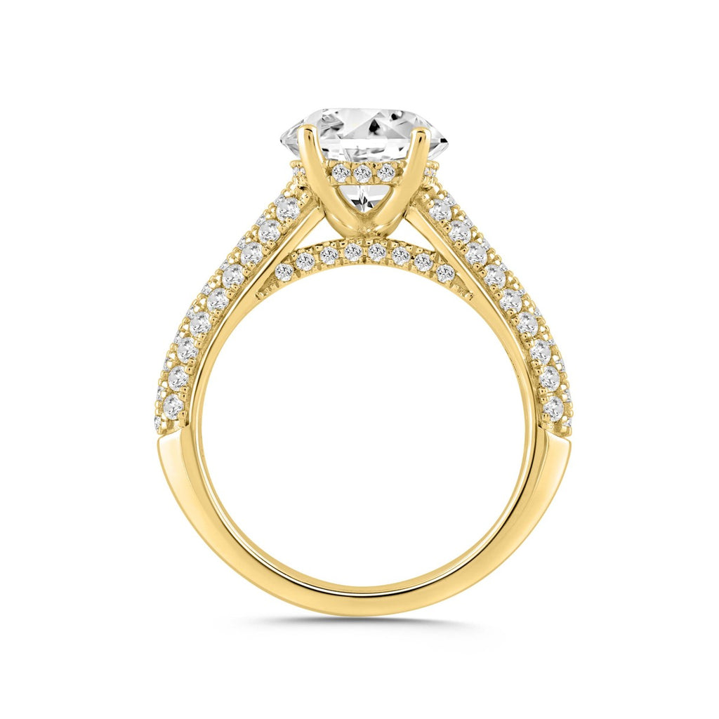 LADIES RING 3 3/4CT ROUND/OVAL DIAMOND 14K YELLOW GOLD (CENTER STONE OVAL DIAMOND 3.00CT)