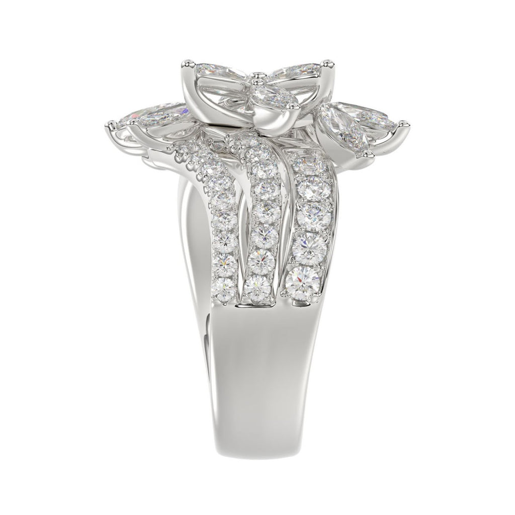 LADIES RING 2 1/4CT ROUND/MARQUISE DIAMOND 14K WHITE GOLD