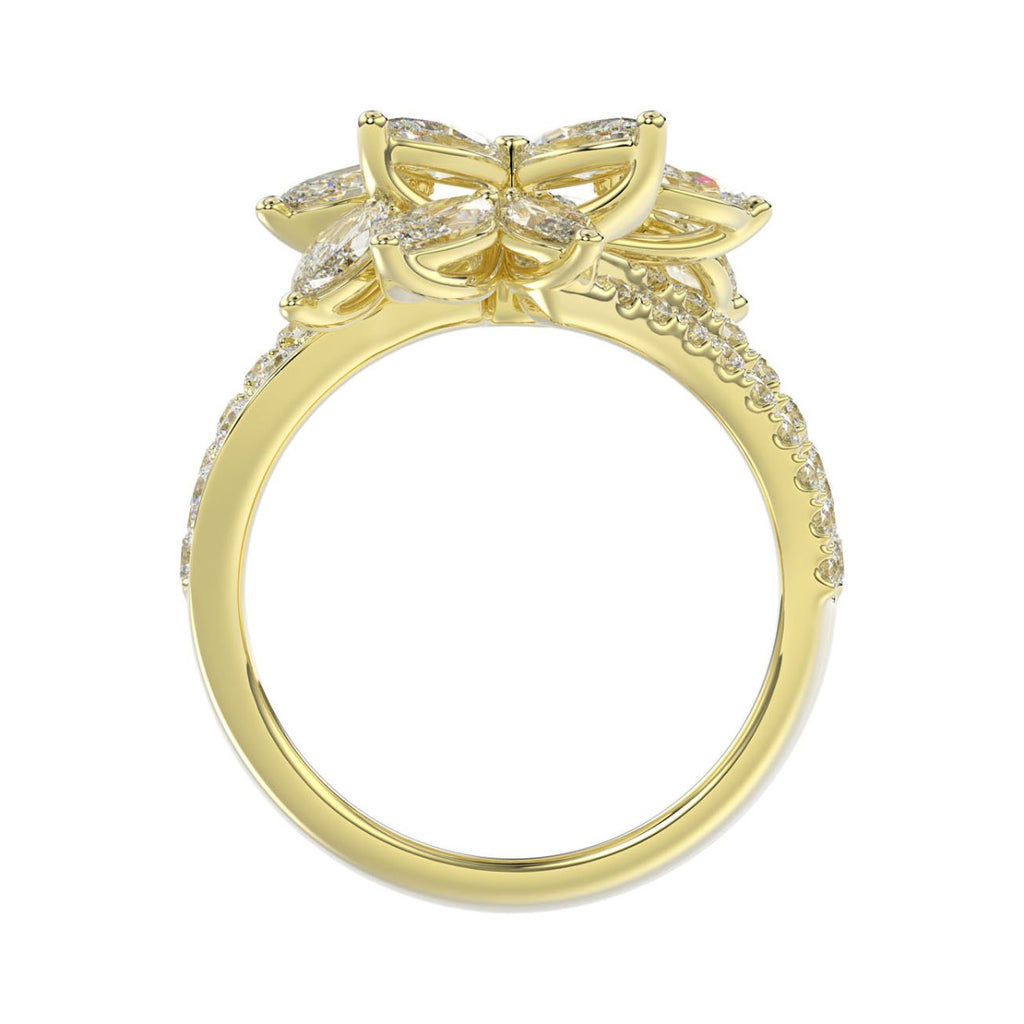 LADIES RING 2 1/4CT ROUND/MARQUISE DIAMOND 14K YELLOW GOLD