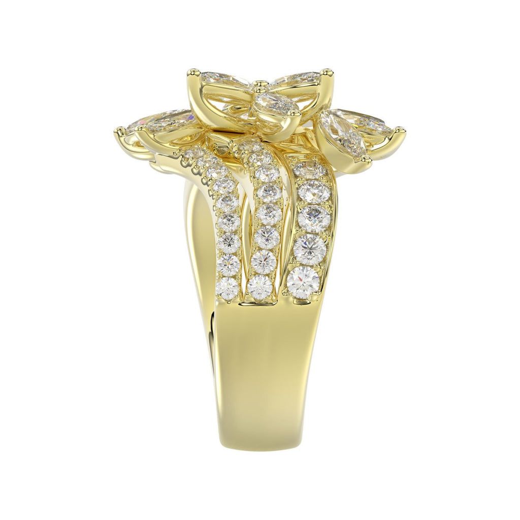 LADIES RING 2 1/4CT ROUND/MARQUISE DIAMOND 14K YELLOW GOLD