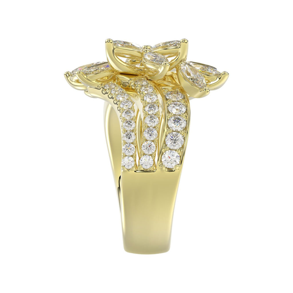 LADIES RING 2 1/4CT ROUND/MARQUISE DIAMOND 14K YELLOW GOLD