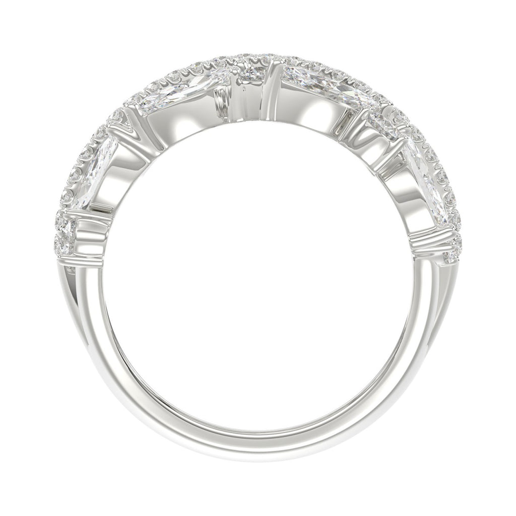 This is a diamond 14k cluster Ladies 2CT Ring featuring Marquise-shaped and round-cut diamonds in a leaf or floral motif set in white gold (Color F-G  Clarity VS1/VS2)