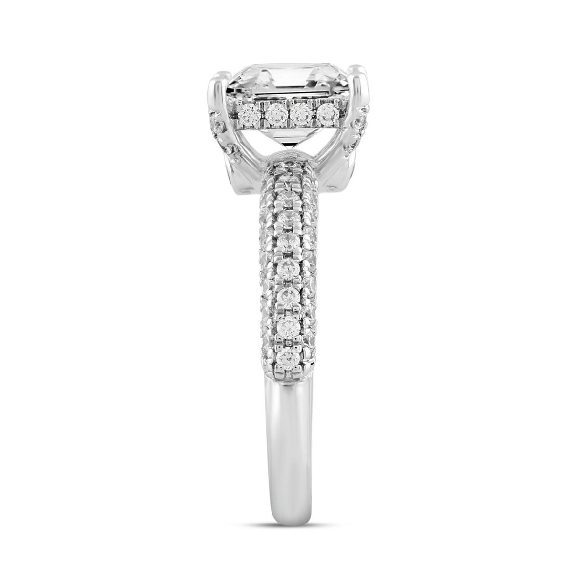LADIES RING 3 3/4CT ROUND/PRINCESS DIAMOND 14K WHITE GOLD (CENTER STONE PRINCESS DIAMOND 3CT )