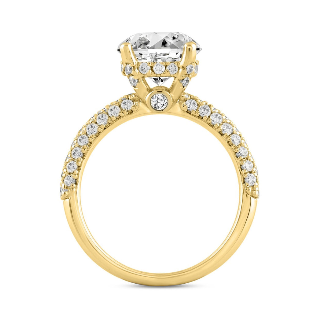 LADIES RING 3 3/4CT ROUND DIAMOND 14K YELLOW GOLD (CENTER STONE ROUND DIAMOND 3CT )